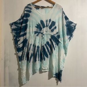 Emily Daniels Blue Tie-Dye Coverup Mini Dress